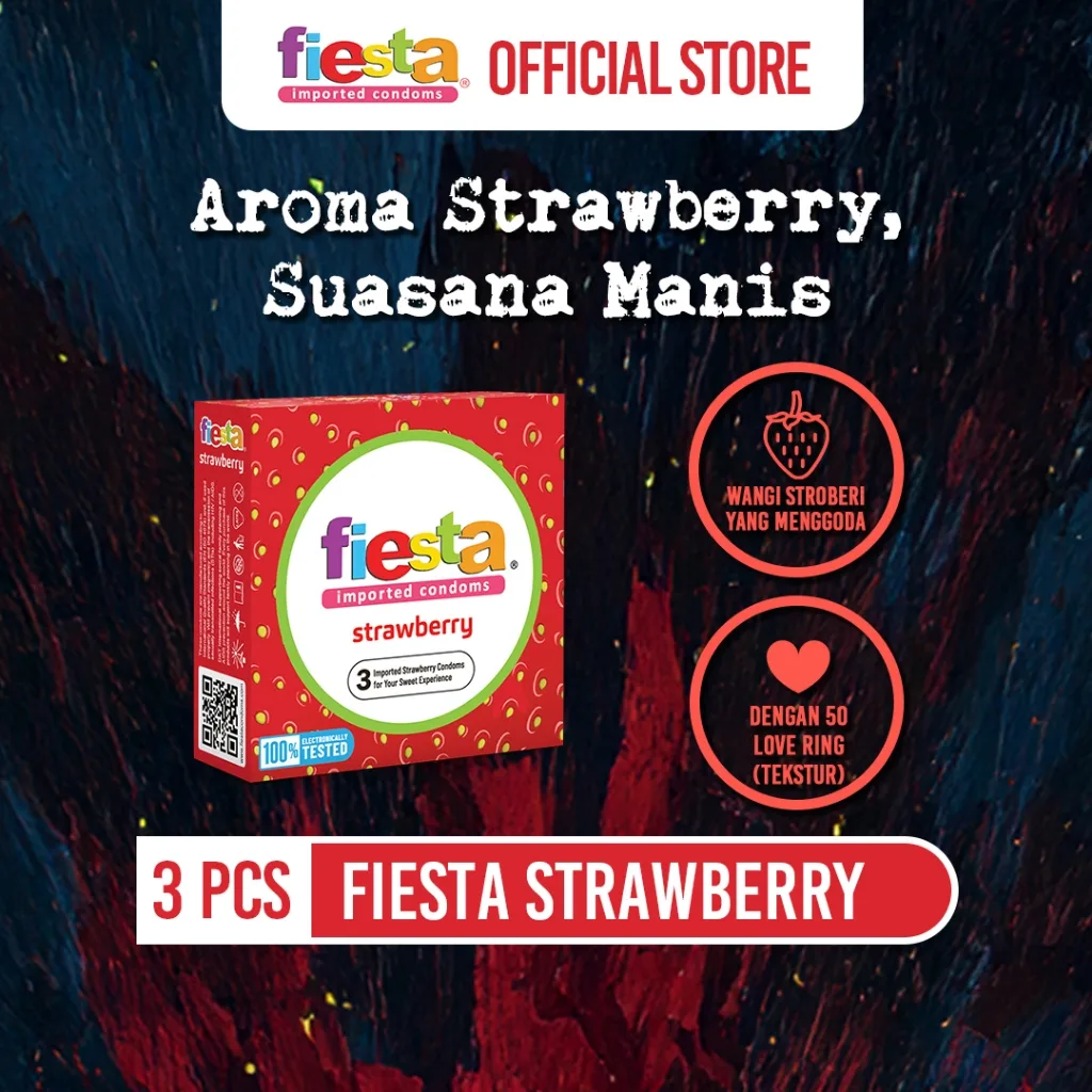 Fiesta Kondom Strawberry - 3 Pcs