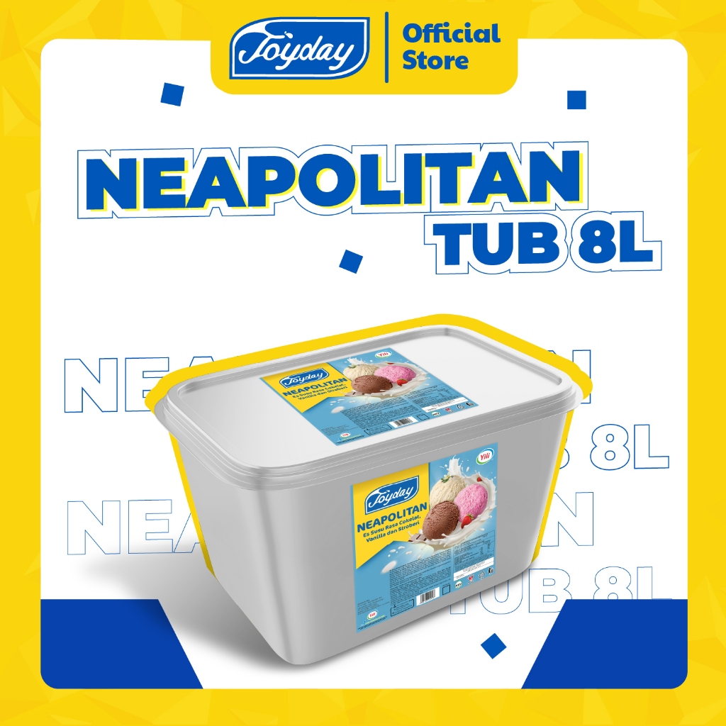 Joyday Ice Cream Bucket Neopolitan 3 in 1 - 8 Liter