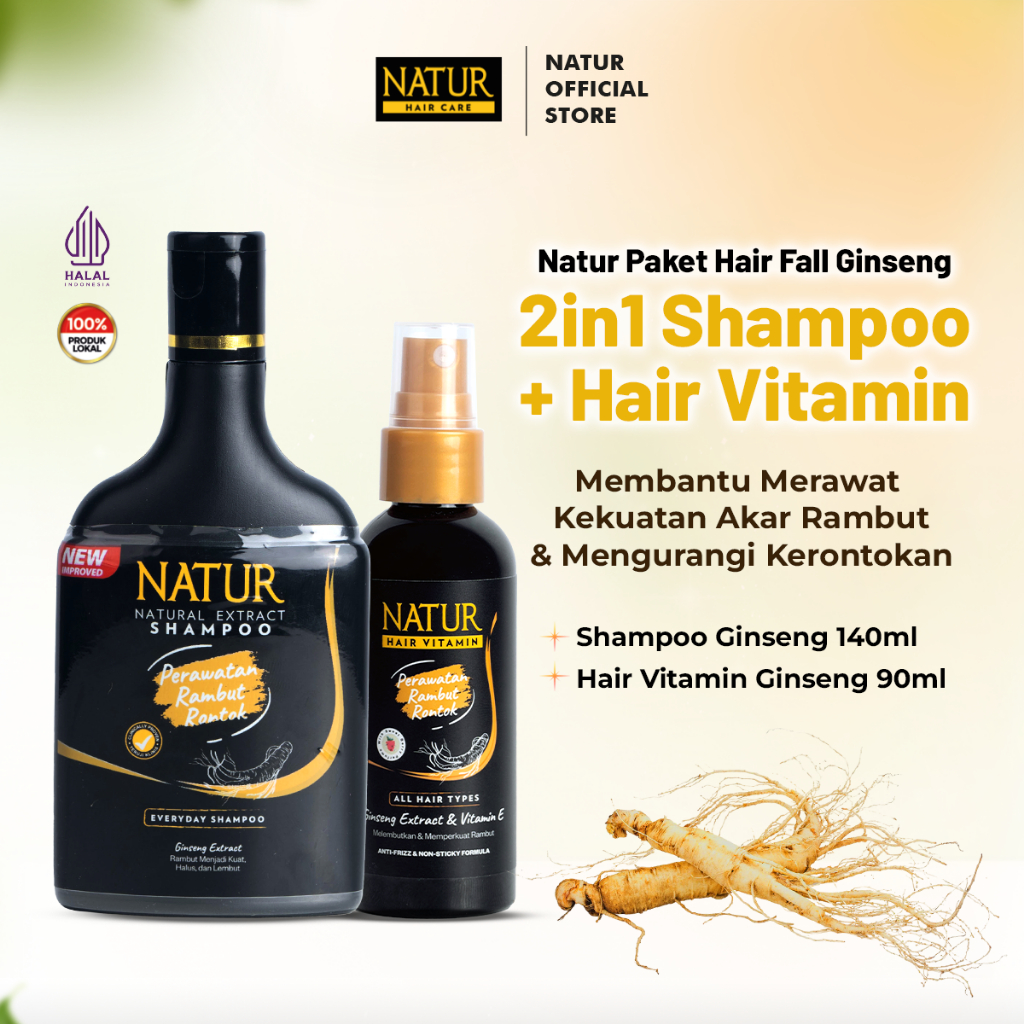 Natur Shampoo Ginseng & Hair Tonic Ginseng 2 in 1 - 140mL & 90 mL