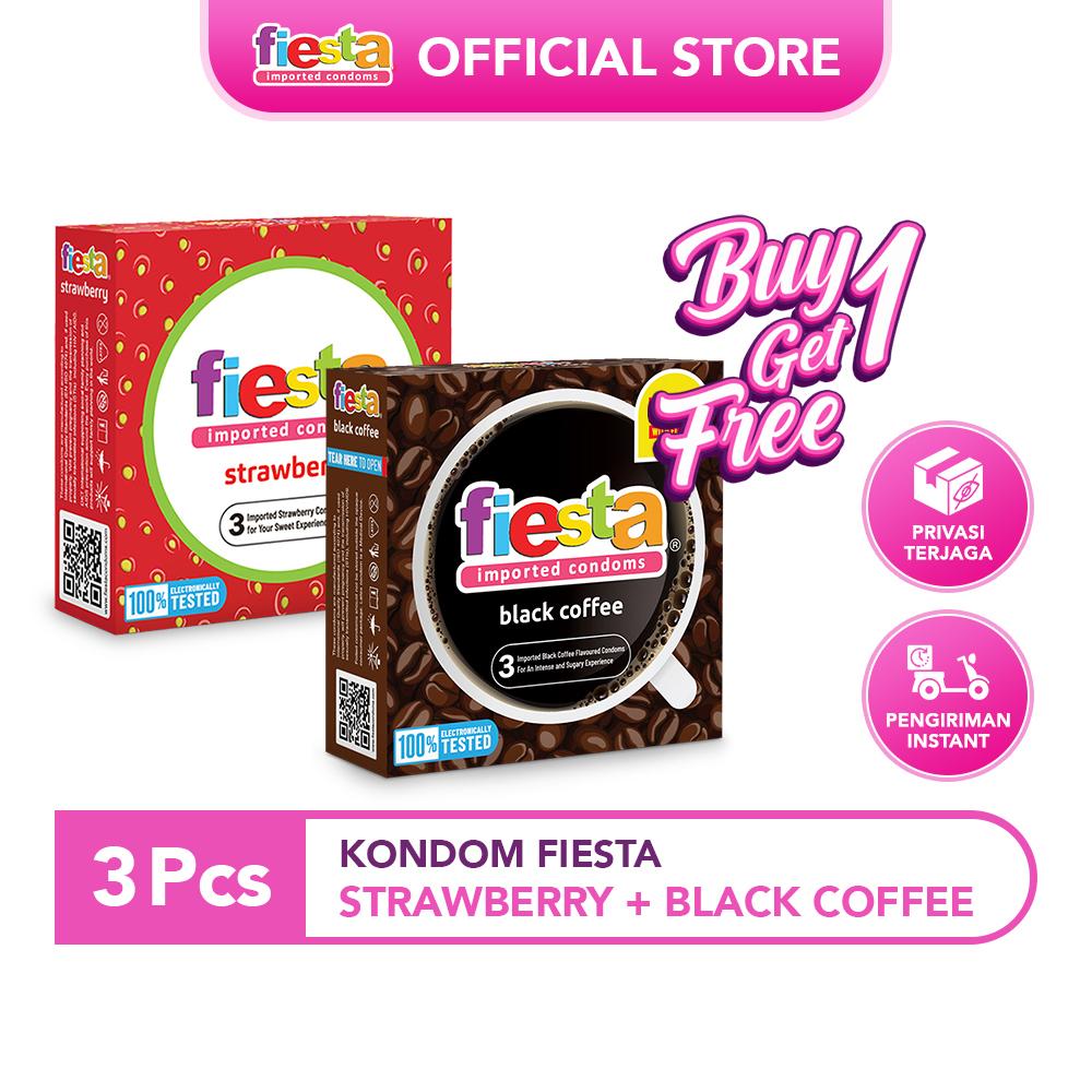 Fiesta Kondom Strawberry + Black Coffe - 3 Pcs
