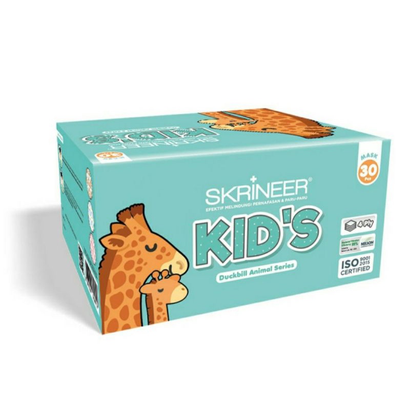 Skrineer Duckbill Masker Anak 4 Ply Animal Series - 30 Pcs