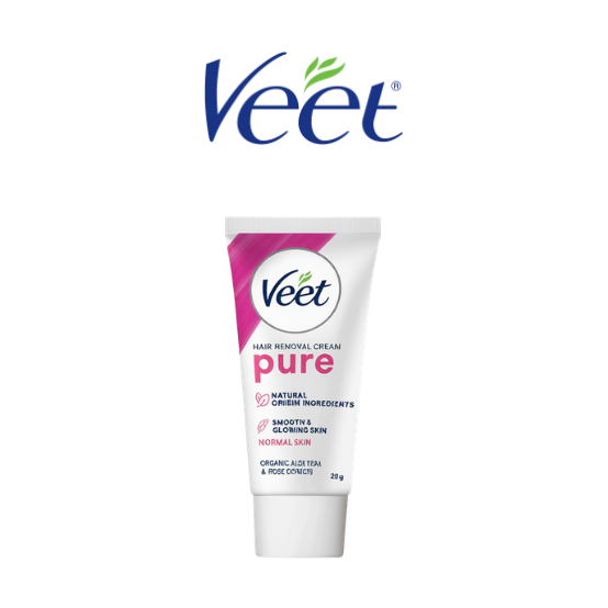 Veet Pure Hair Removal Cream Organic Aloe Vera & Rose Extracts - 25 gr