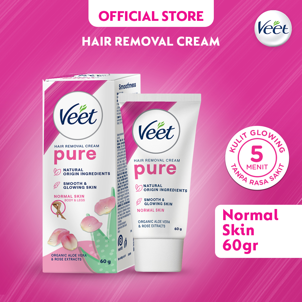 Veet Pure Hair Removal Cream Organic Aloe Vera & Rose Extracts - 60 gr