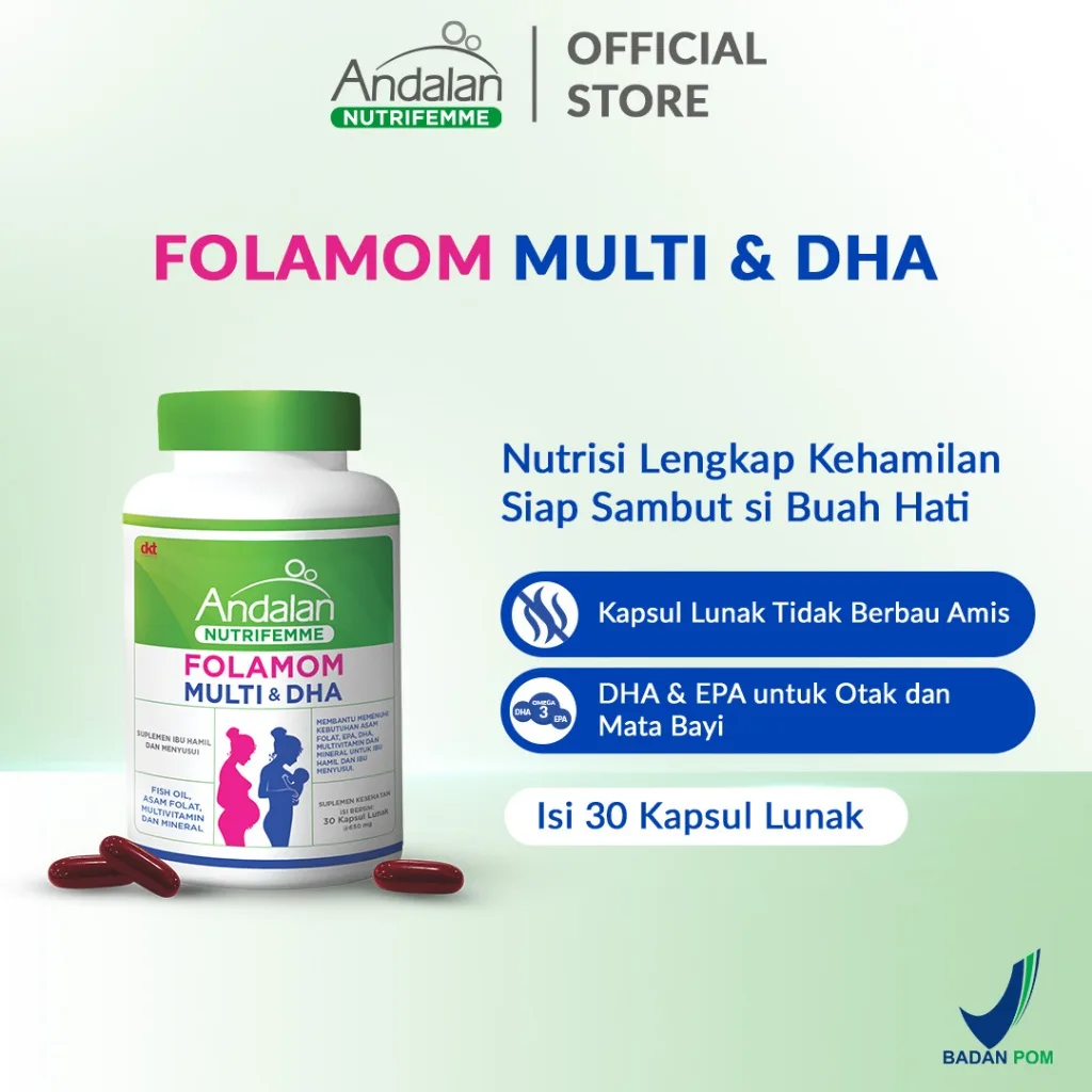 Gimmick Andalan Nutrifemme Folamom Multi & Dha - 30 Kapsul