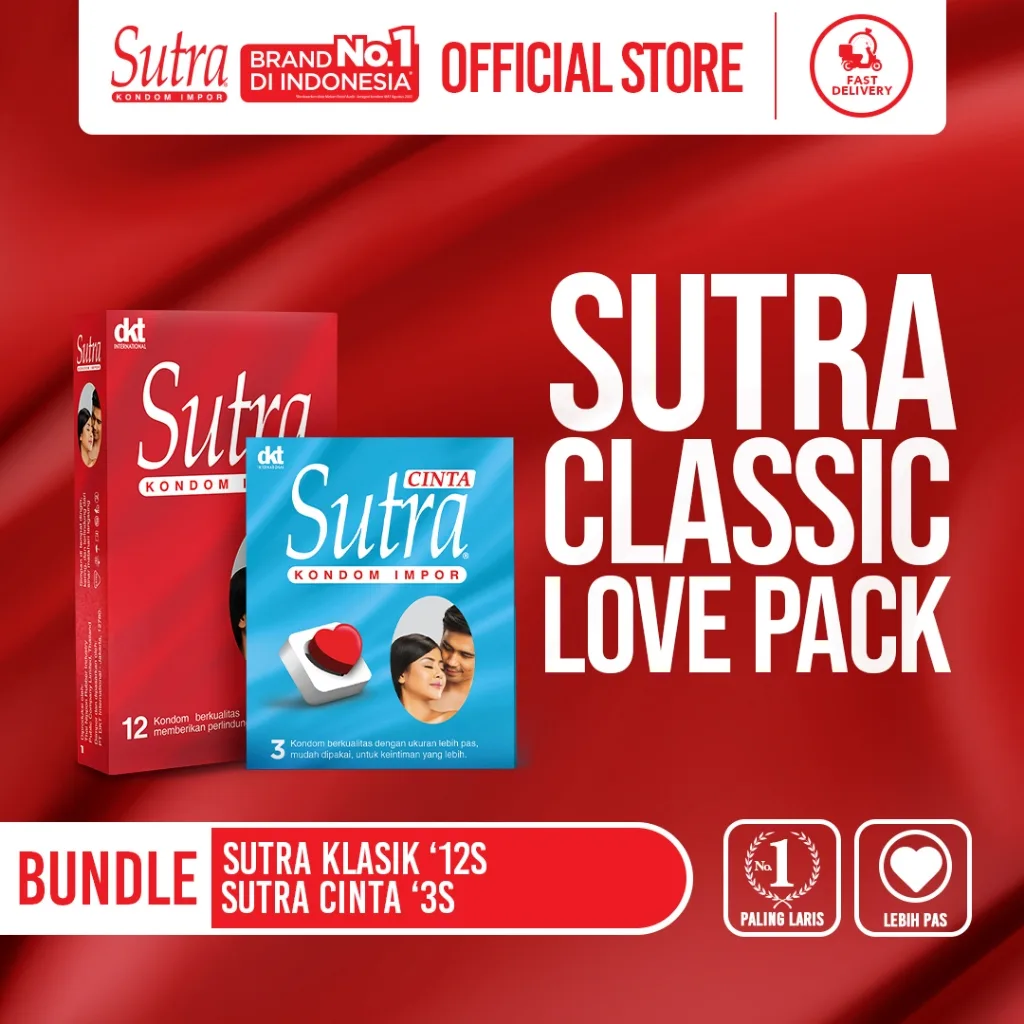 Sutra Kondom Classic - 12 Pcs + Sutra Kondom Cinta - 3 Pcs