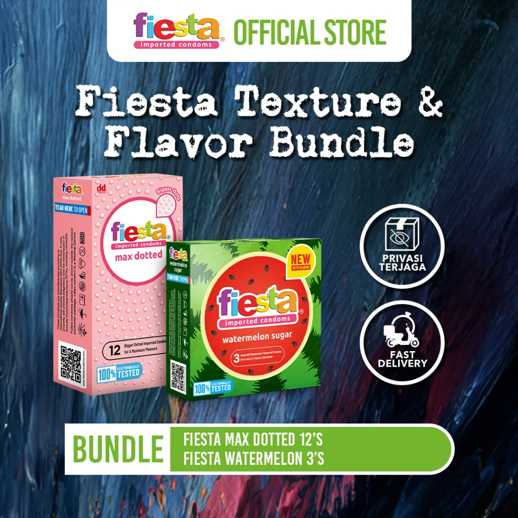 Fiesta Kondom Max Dotted - 12 Pcs + Fiesta Kondom Watermelon Sugar - 3 Pcs