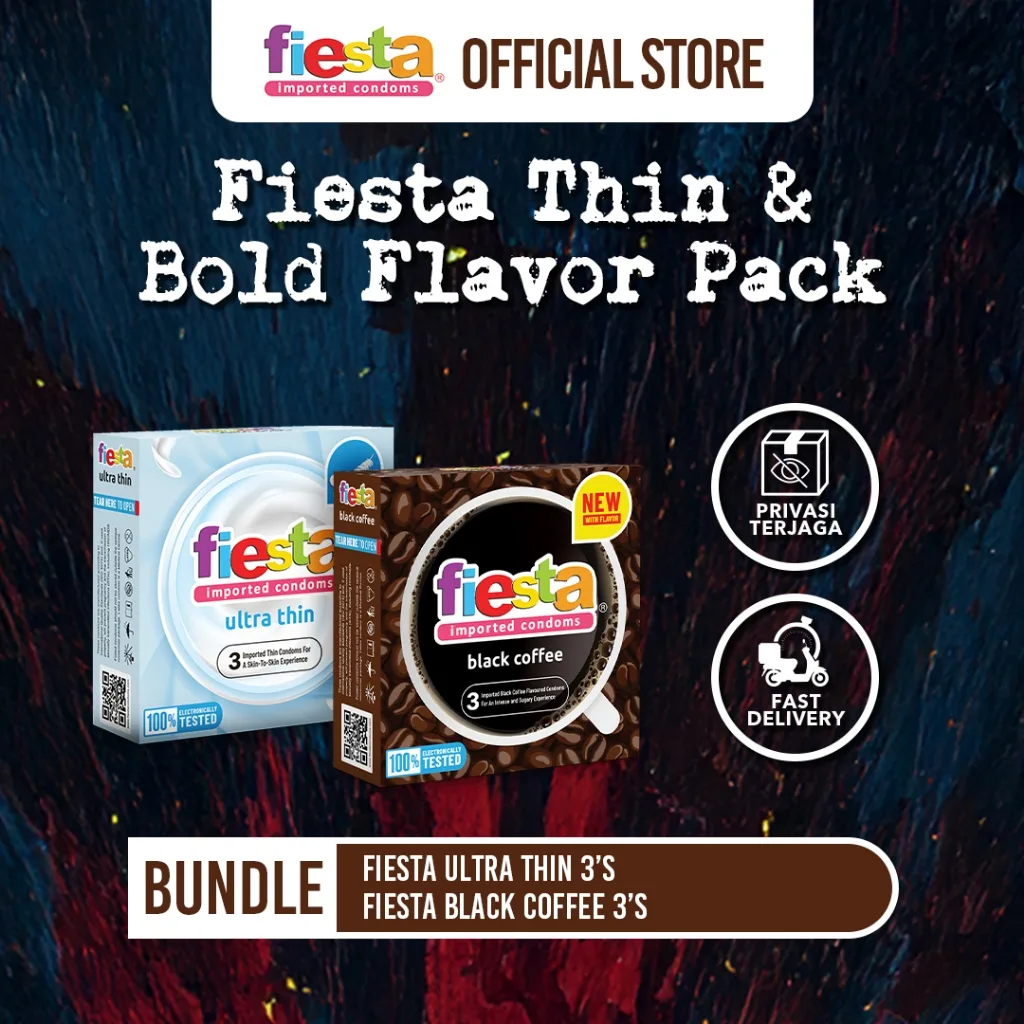 Fiesta Kondom Ultra Thin - 3 Pcs + Fiesta Kondom Black Coffee - 3 Pcs