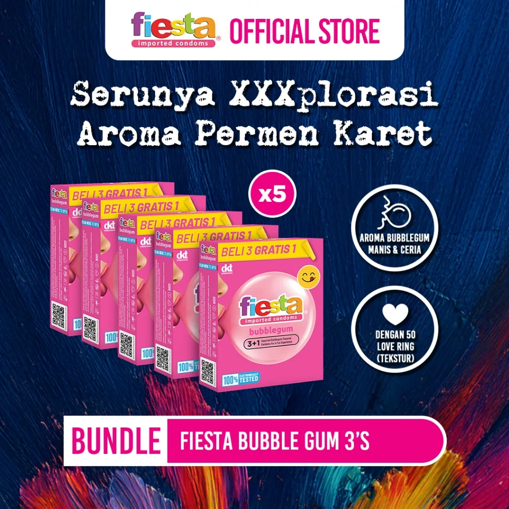 Fiesta Kondom Bubble Gum - 3 Pcs × 5