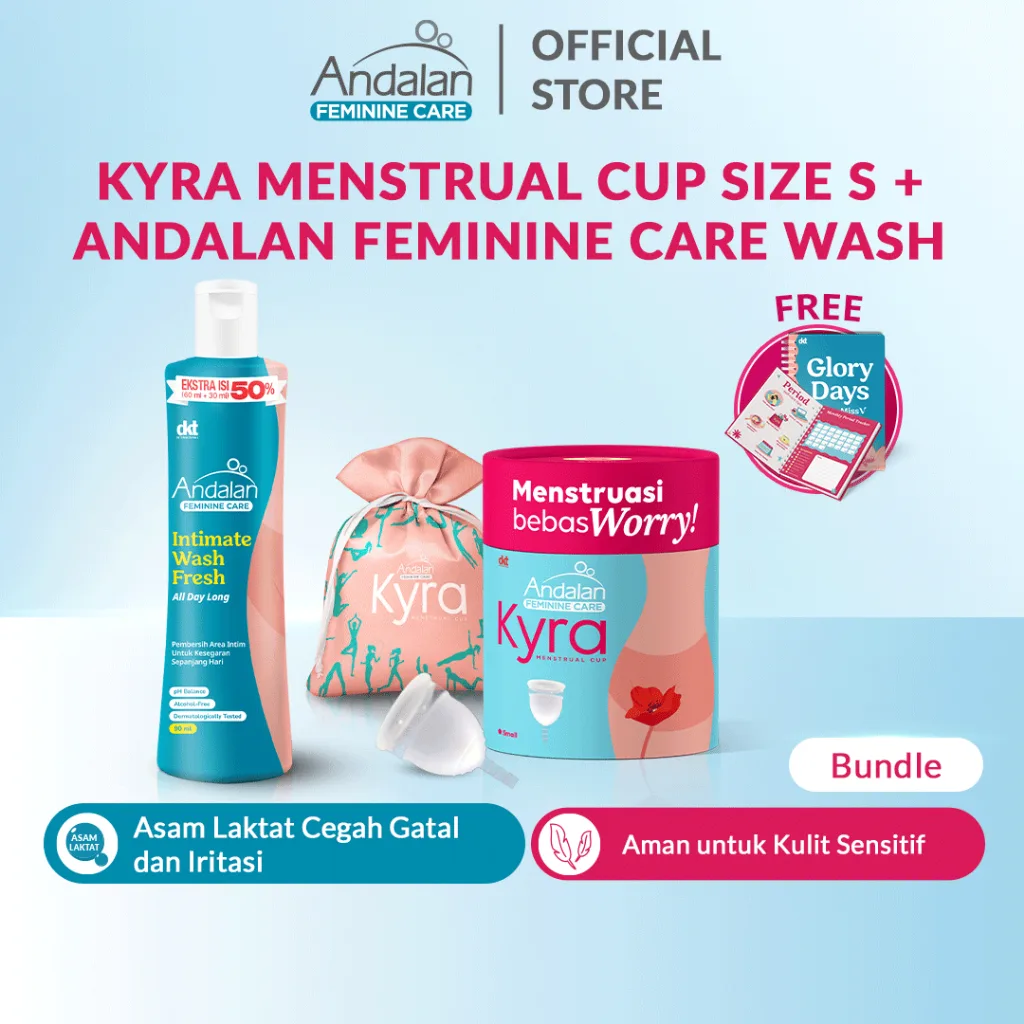 Andalan Kyra Menstrual Cup Size S + [FREE] ANDALAN FEMININE CARE Intimate Wash Fresh