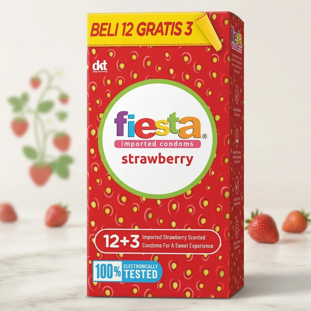 Fiesta Kondom Strawberry - 12+3