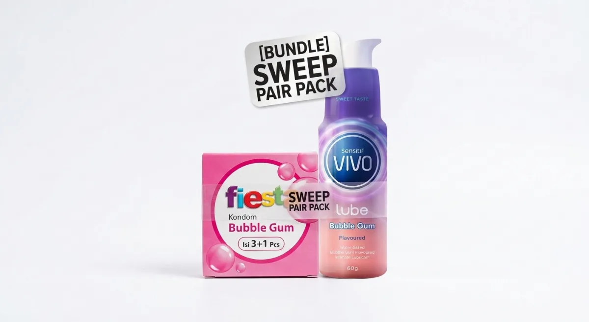 [BUNDLE] Fiesta Kondom Bubble Gum 3+1 Pcs & Vivo Lube Bubble Gum 60gr - Sweet Pair Pack