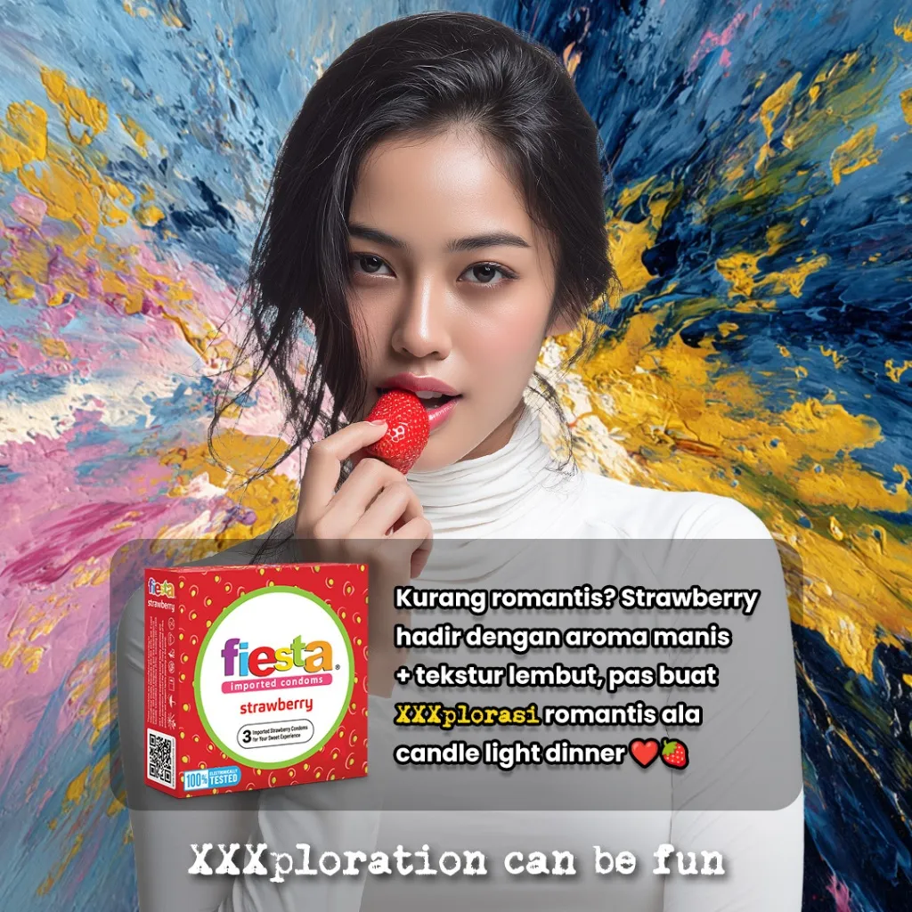 Fiesta Kondom Strawberry - 12 Pcs FREE Fiesta Intim Gel Mix Varian - 3 Sachet
